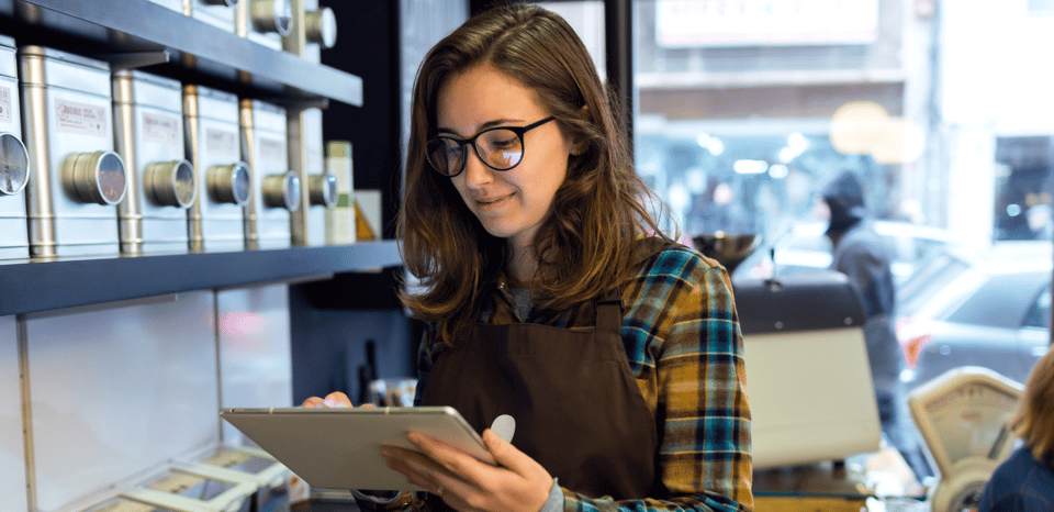 Restaurant owner taking inventory 